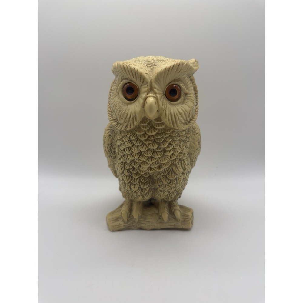 Chalkware Owl on Perch Figurine Statue‎ Vintage Mid Century 8.5"H 7lbs Vintage